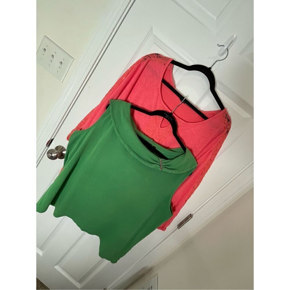 Rafaella women’s bundle lot blouse green pink 2X